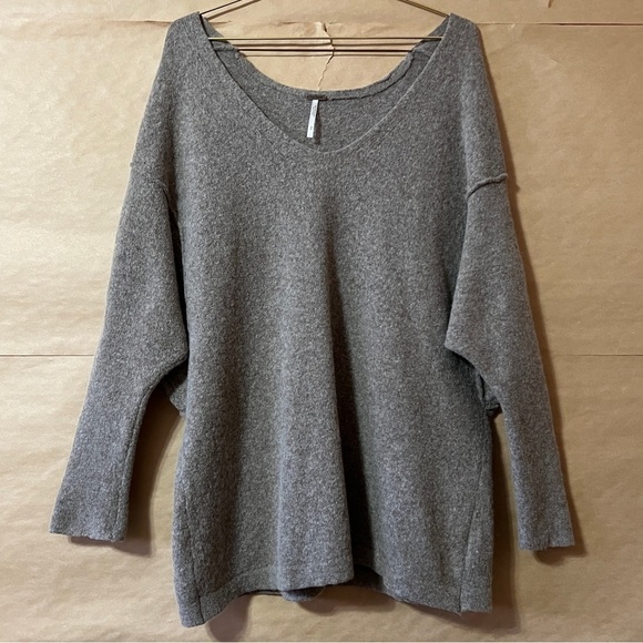 Free People | Wool Yak Blend V-Neck Sweater Knit Pullover Neutral Size S - Picture 1 of 10